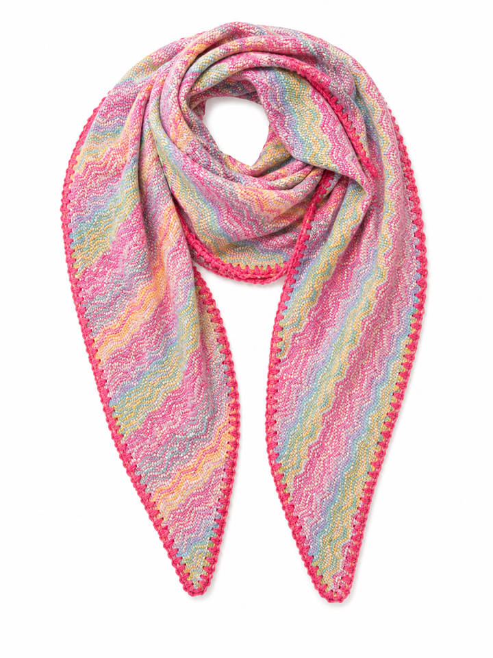 Leichter Dreiecksschal Zickzackmuster Modern in Pink