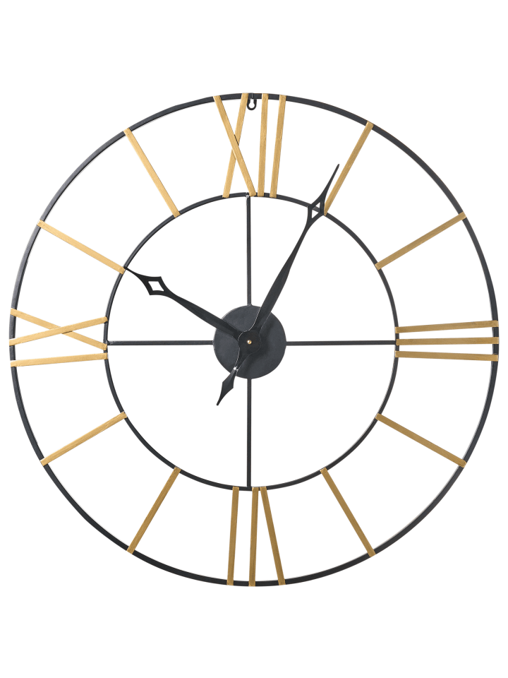 Wanduhr VALSOT in Schwarz/Gold - (W) 80 x (H) 80 x (L) 3 cm