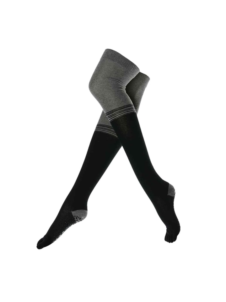 
Yoga & Pilates Overknee Zehensocken in Schwarz/Grau