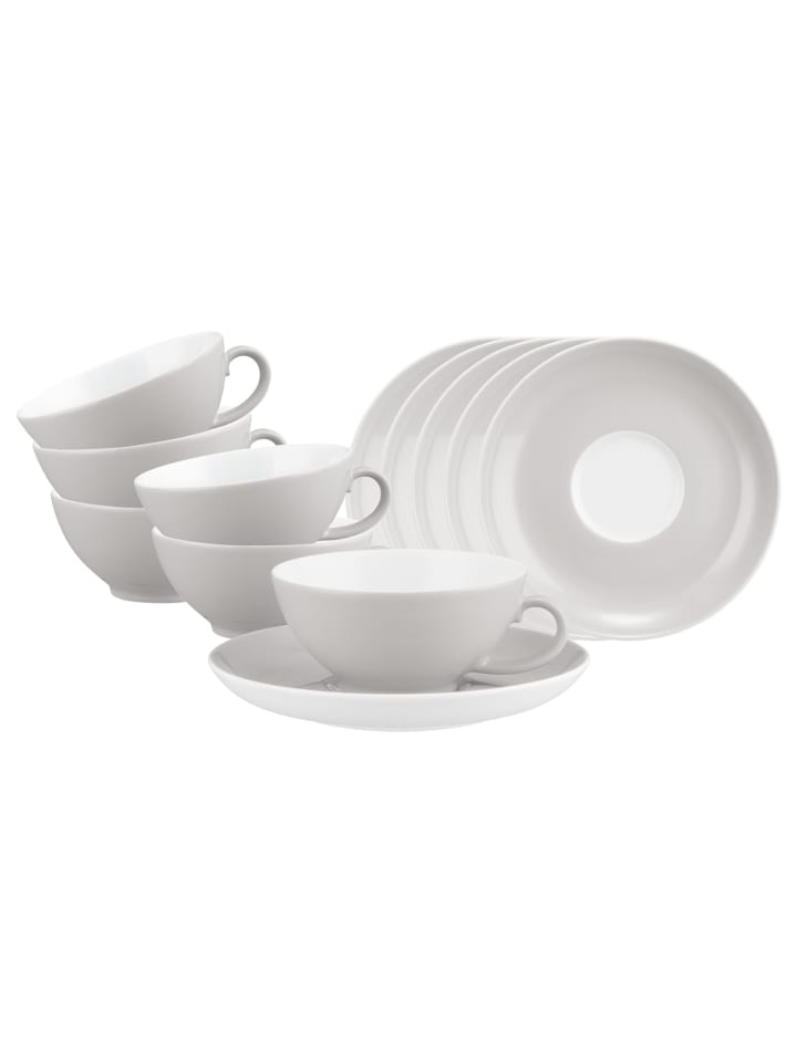 6er Set Teetassen mit Untertassen Liberty Pure Colors in New Grey 140 ml
