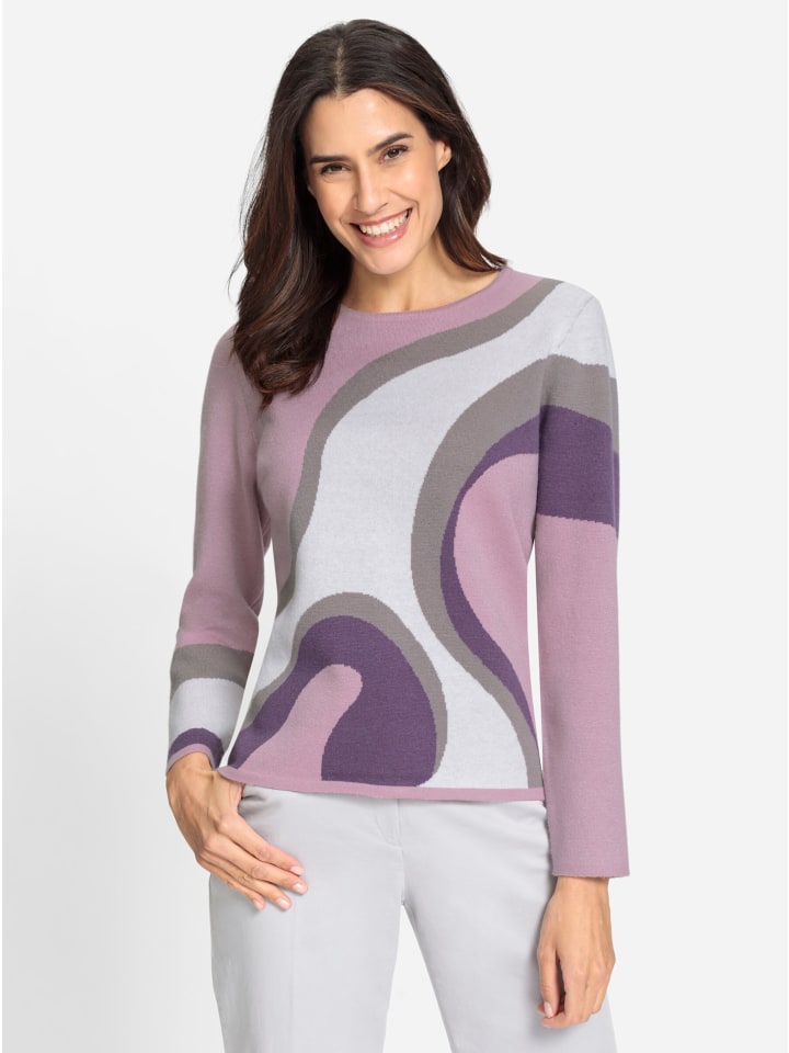 Strickpullover in feige-mauve-gemustert