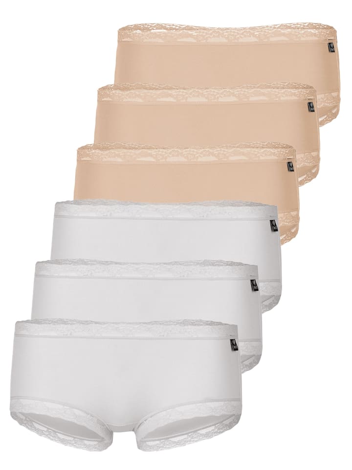 6er Pack Panty in nude-weiss