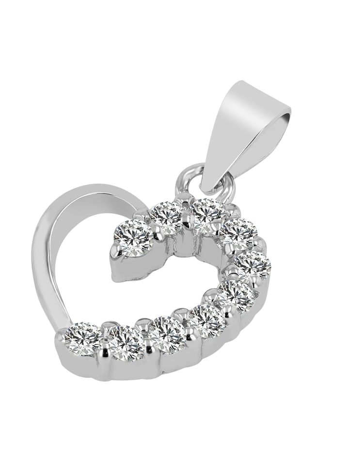 Damen Anhänger – Herzanhänger aus 925 Silber mit Zirkonia in silber