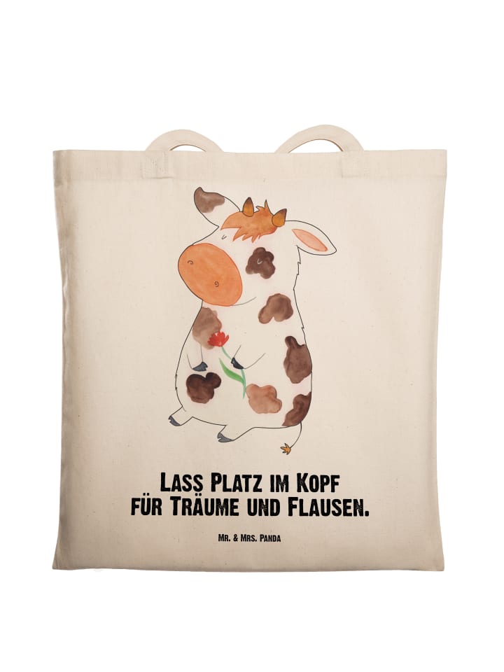 Tragetasche Kuh mit Spruch in Creme