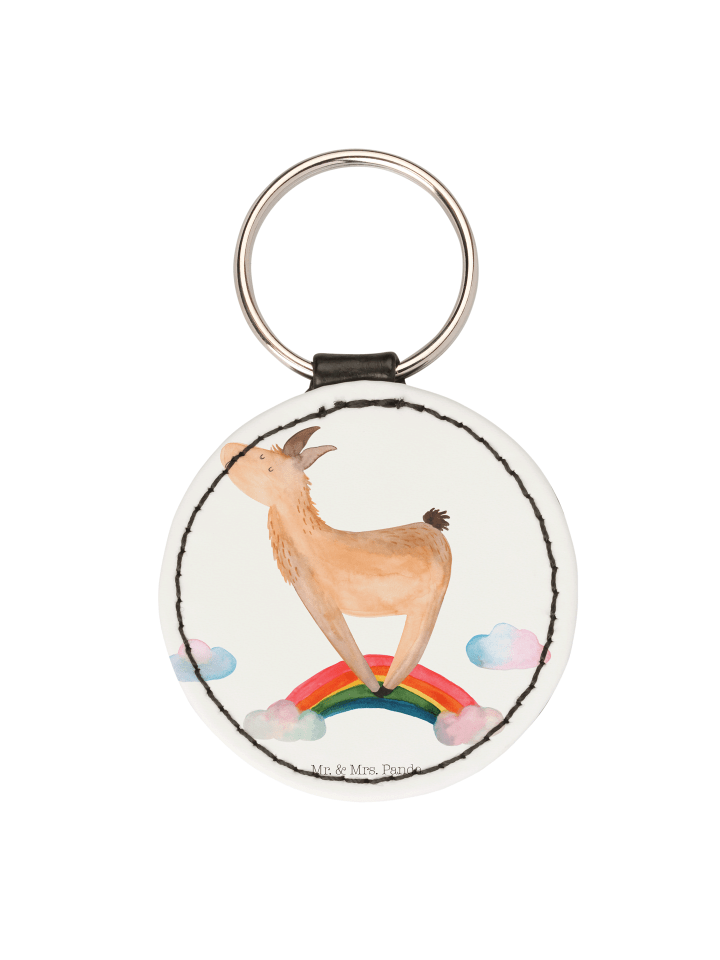 Anhänger Lama Regenbogen ohne Spruch in Weiß