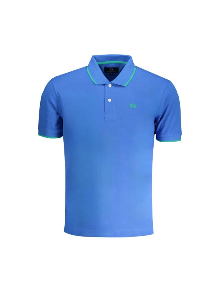 Blau Baumwolle Polo Hemd