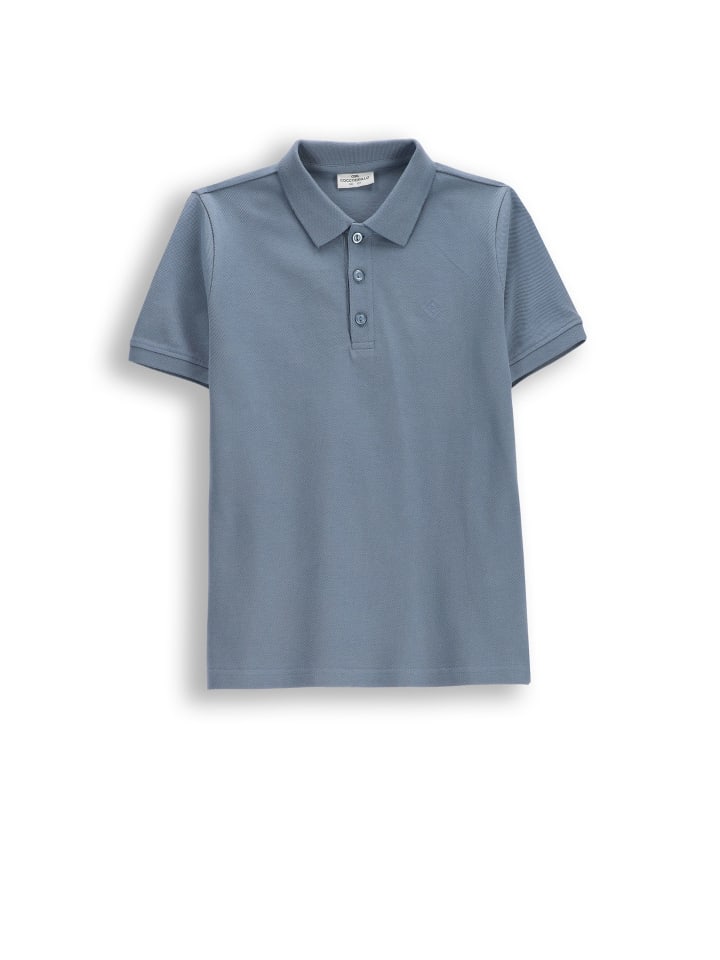 Polohemd mit kurzen Ärmeln in blau