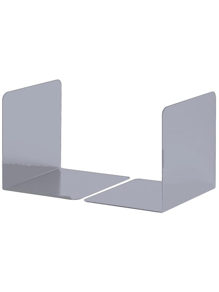 Buchstützen S HxBxT 123x130x123mm metallic silber Packung mit 2 Stück