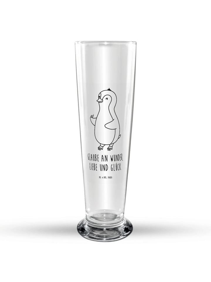 Bierglas Pinguin Marienkäfer mit Spruch in Transparent