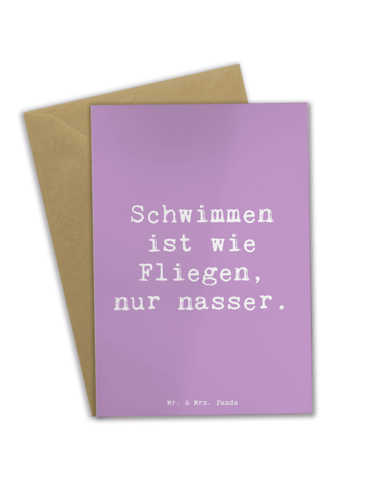 Grußkarte Spruch Schwimmen wie Fliegen mit Spruch in Lavendeltraum