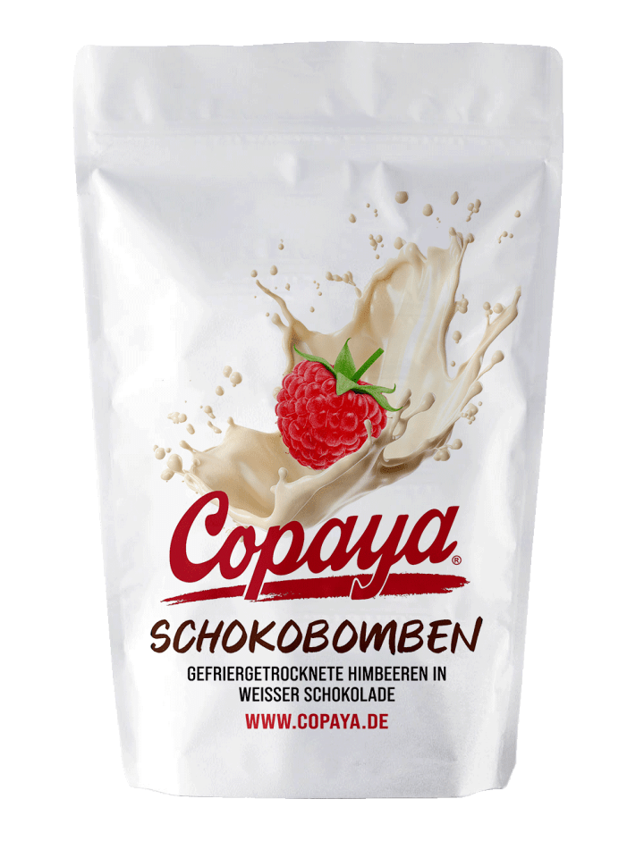 1kg Schokobombe Himbeeren in weißer Schokolade