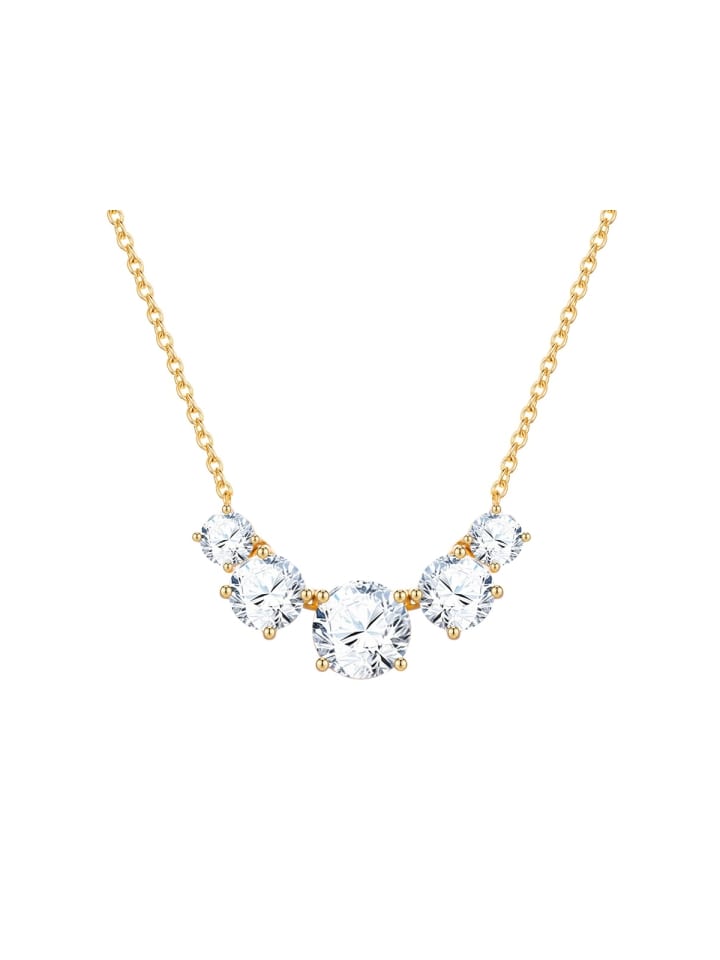 Halskette aus Messing mit Zirkonia in gelbgold