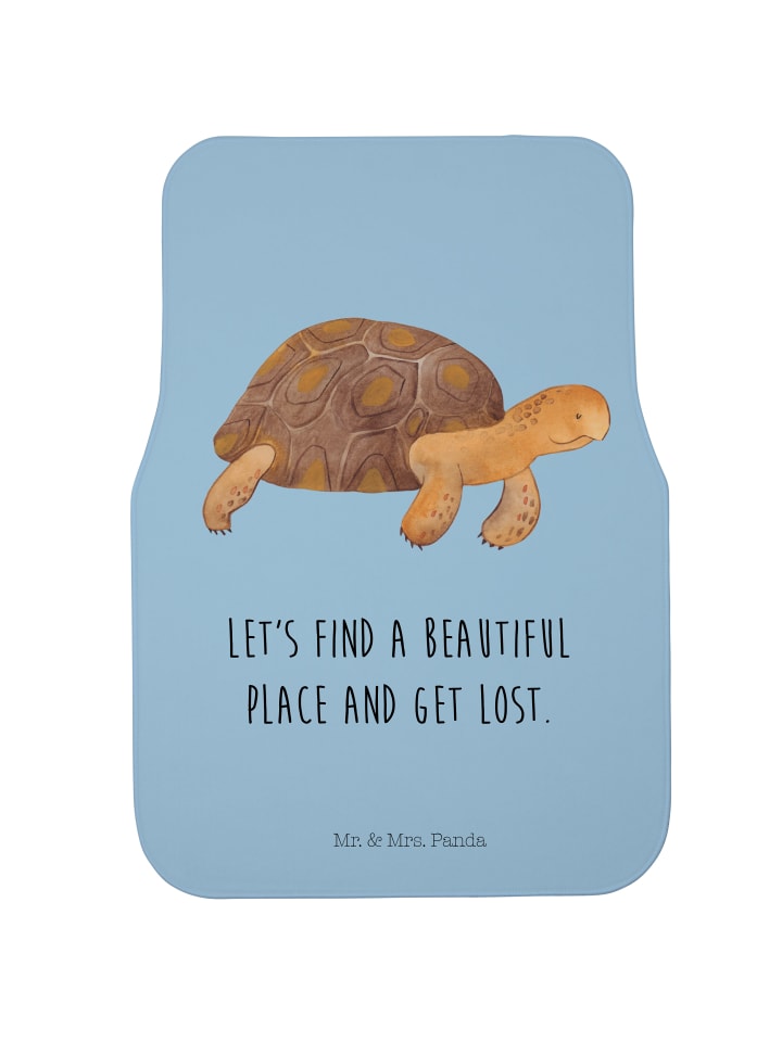 Automatte Schildkröte MHerzieren mit Spruch in Blau Pastell