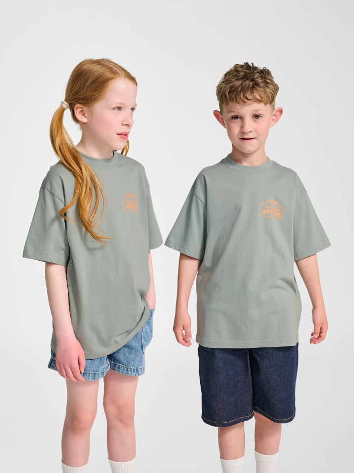 T-Shirt Hmljr Loose Kinder in ICEBERG GREEN
