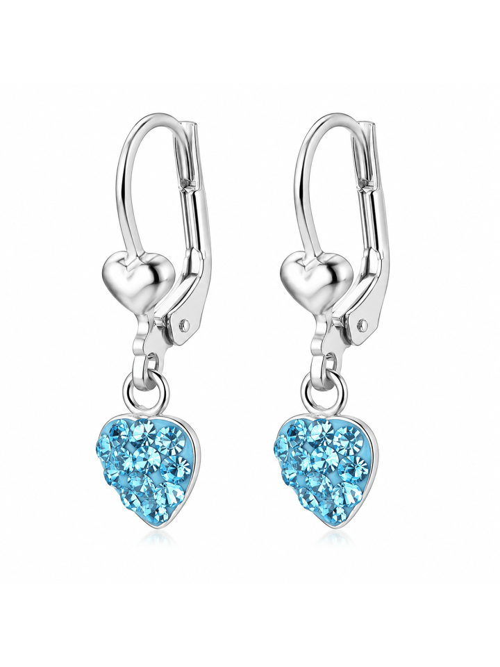 Ohrringe 925 Silber Herz in Blau