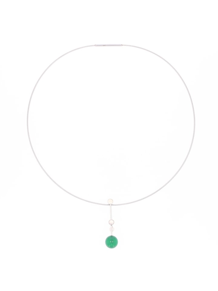 Atelier Collier "Achat grün und Süßwasserzuchtperle" in Silber