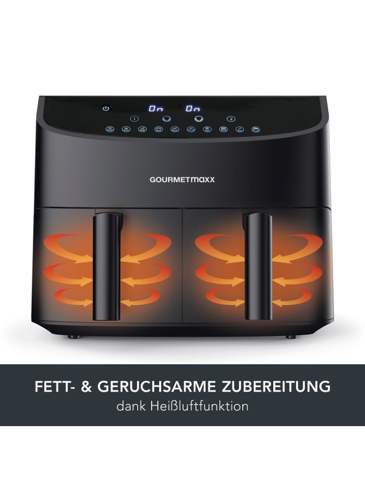 Gourmetmaxx GOURMETmaxx Heißluft-Fritteuse Doppelkorb - 2x 3,5 l - schwarz  günstig kaufen | limango | Fritteusen