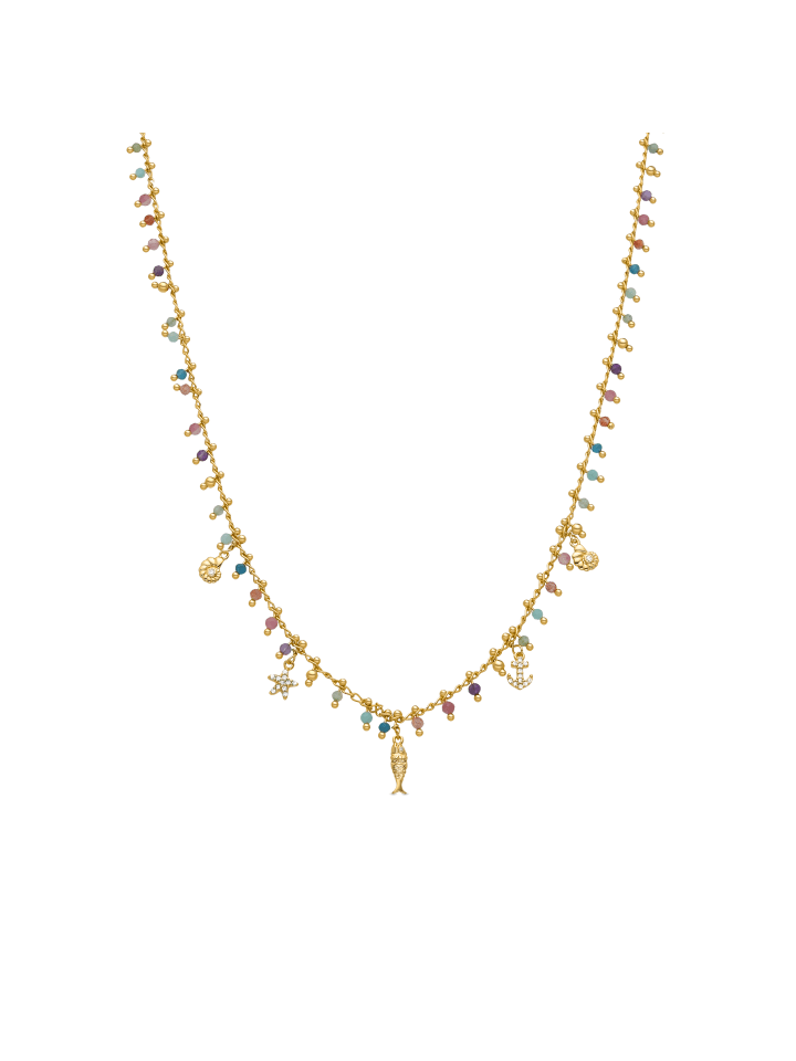 Halskette aus 925er Sterlingsilber und Kristall mit 18K Gelbgold-Finish