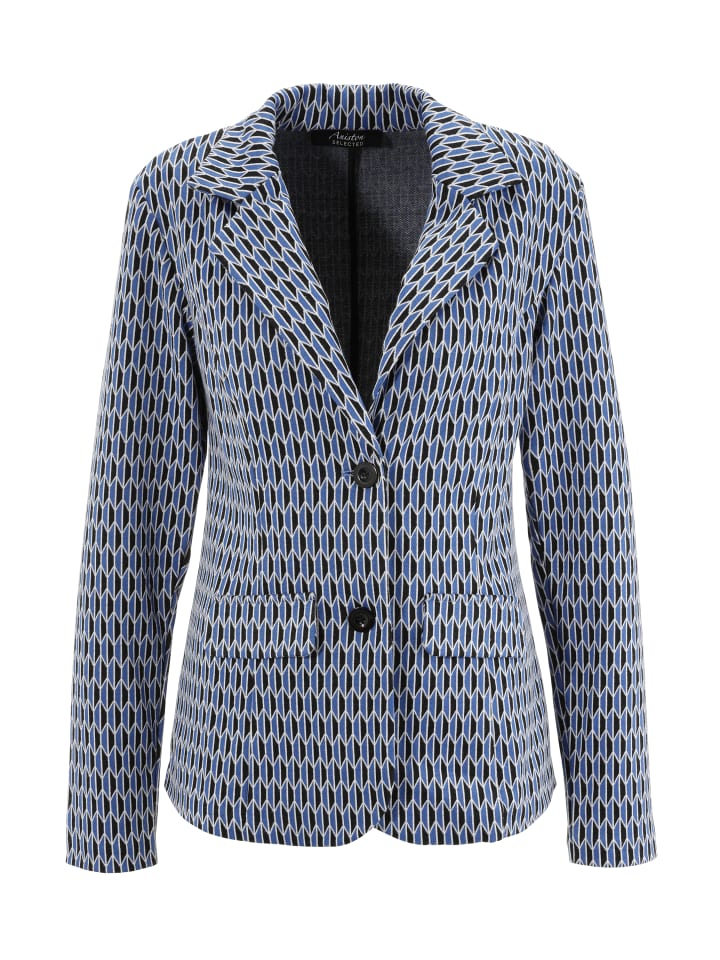 Kurzblazer in blau-schwarz-offwhite