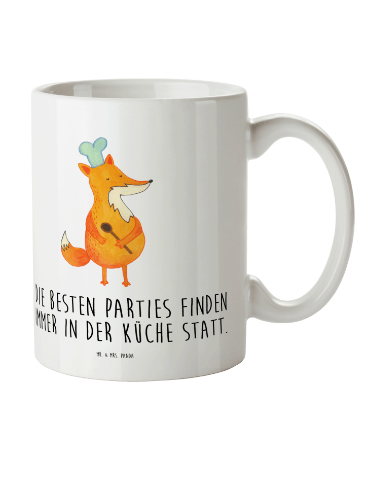 Kaffeebecher Fuchs Koch mit Spruch in Weiß