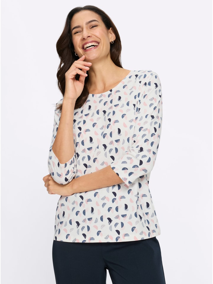 3/4-Arm-Shirt in ecru-hortensie-bedruckt