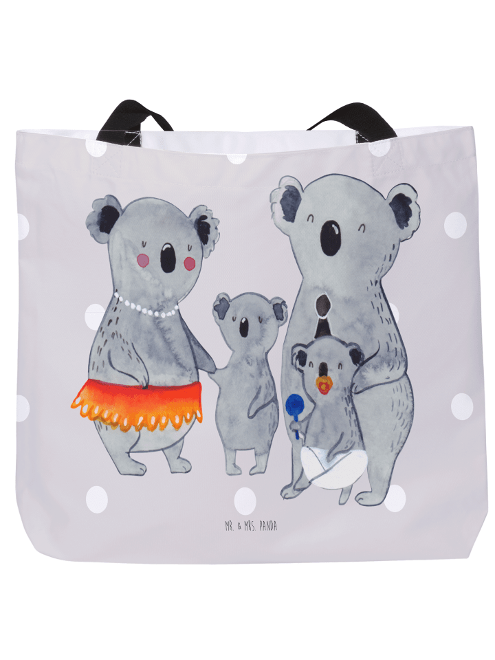 Shopper Koala Familie ohne Spruch in Grau Pastell