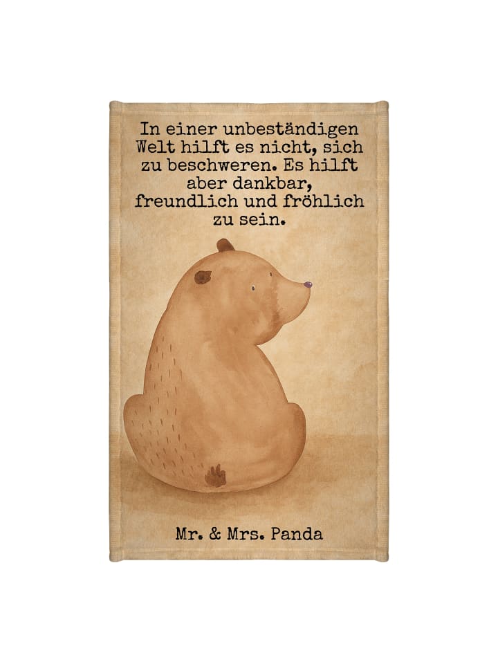 Handtuch Bär Schulterblick Design mit Spruch in Weiß