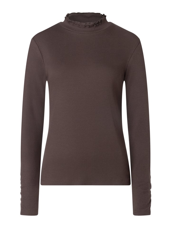 schmales, feminines Rippenshirt in espresso brown