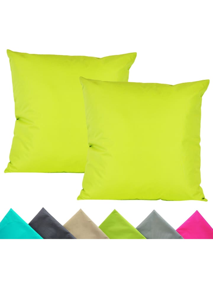 2er Set Outdoor Kissenhülle 40x40cm Uni in Limette