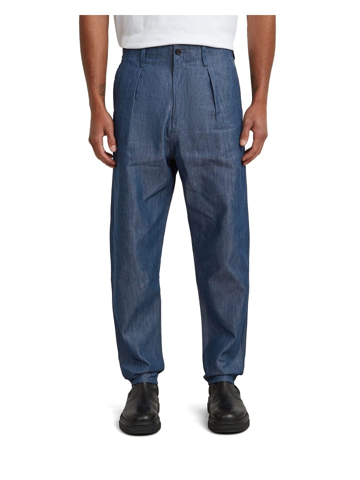 Pleated Chino Relaxed Tapered Jeans raw denim