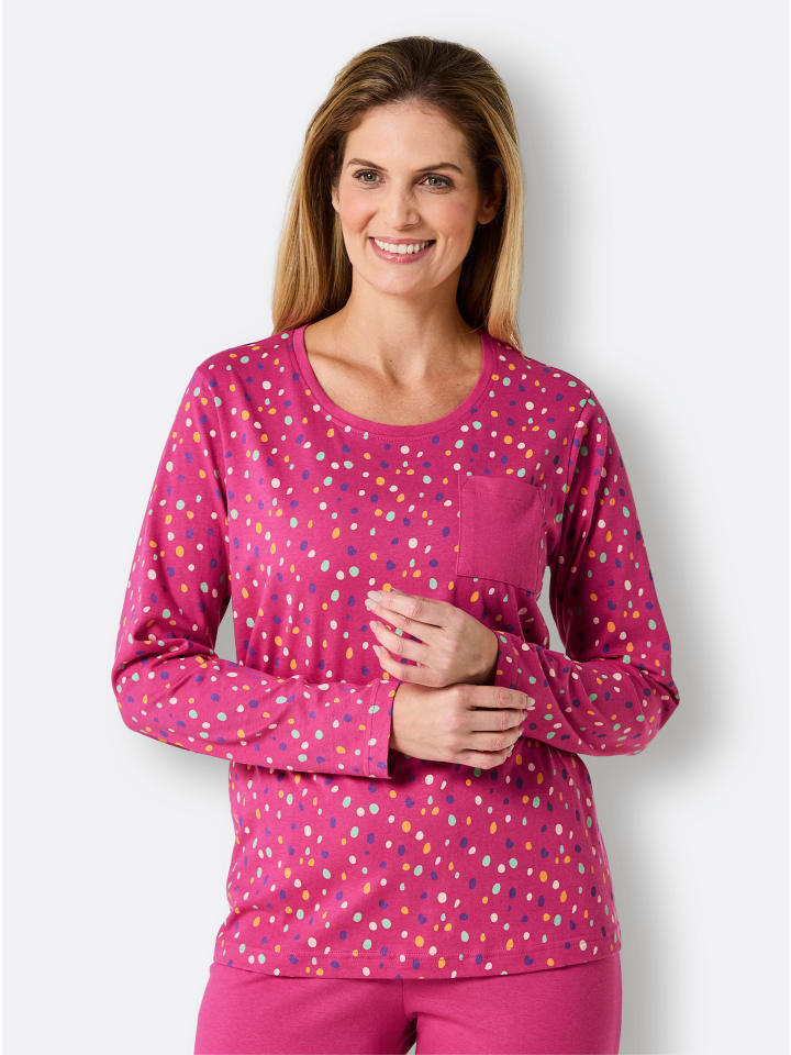 Schlafanzug-Shirt in fuchsia-bedruckt