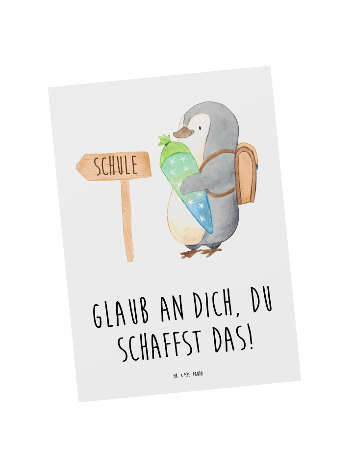 Postkarte Schulanfang Glaube mit Spruch in Weiß