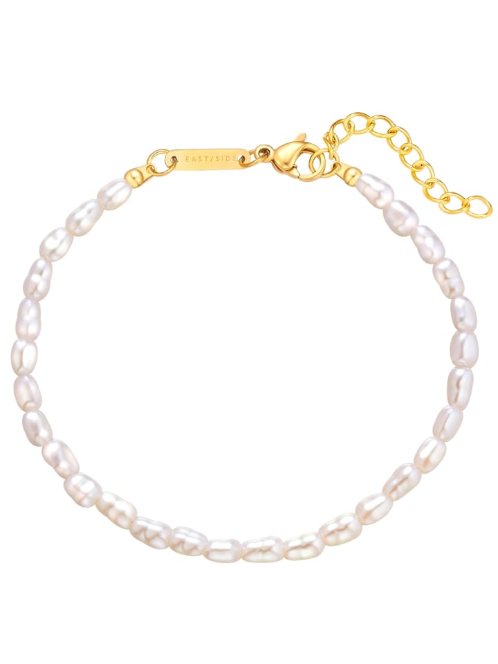 Armband aus Edelstahl mit Perle (synth.) in weiß