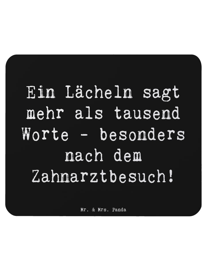 Maus Pad Spruch Zahnärztin Lächeln mit Spruch in Schwarz
