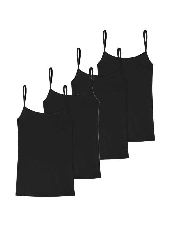 Spaghetti Top Cotton in Schwarz