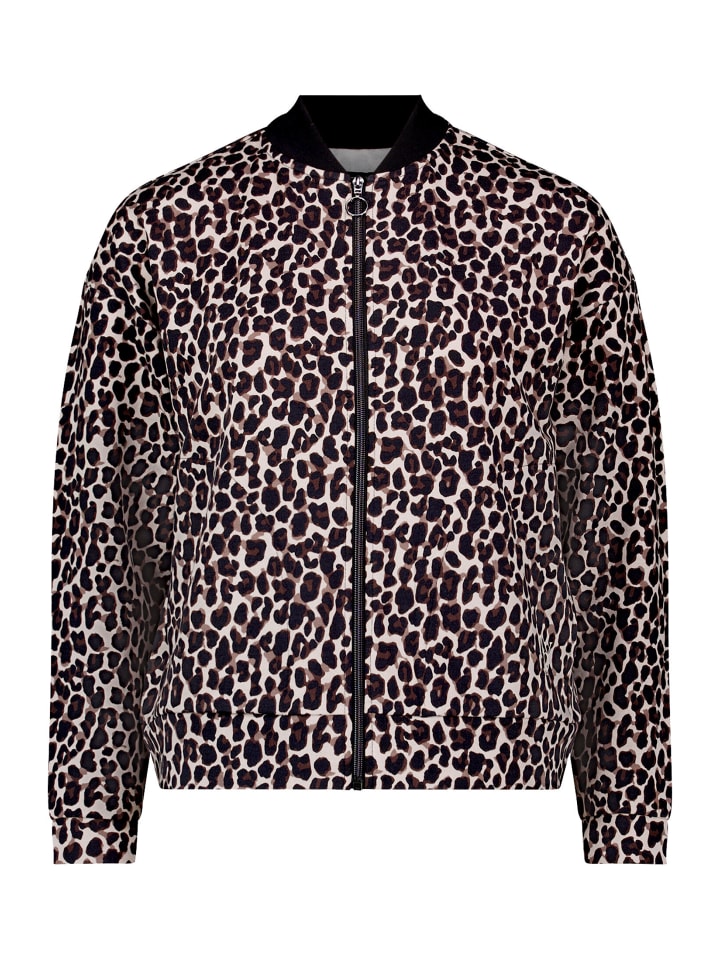 Blouson mit Rundhalsausschnitt in Schwarz/Beige