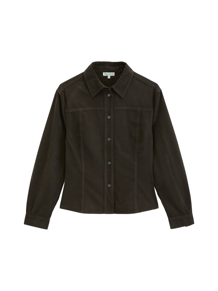 Feincord-Langarm-Bluse fitted in Burnt Coffee