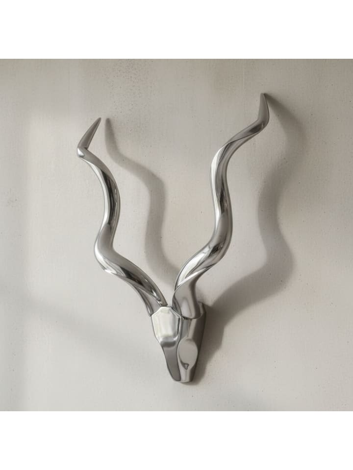 Hirschgeweih | Aluminium, 80cm, Silber, Wanddeko
