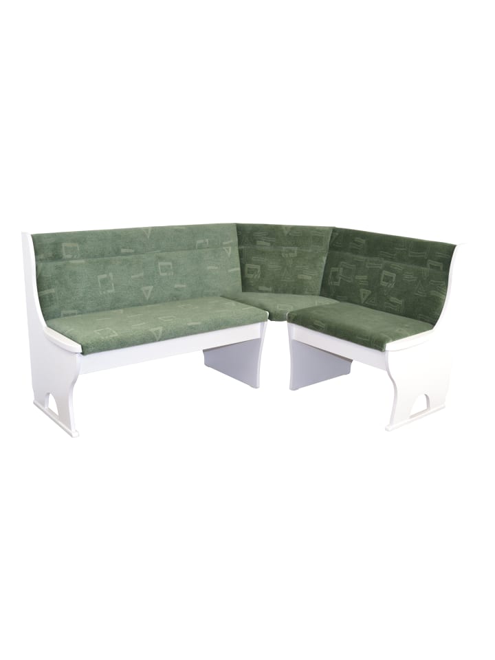 Eckbank 125x165 cm Truheneckbank in weiß/grün