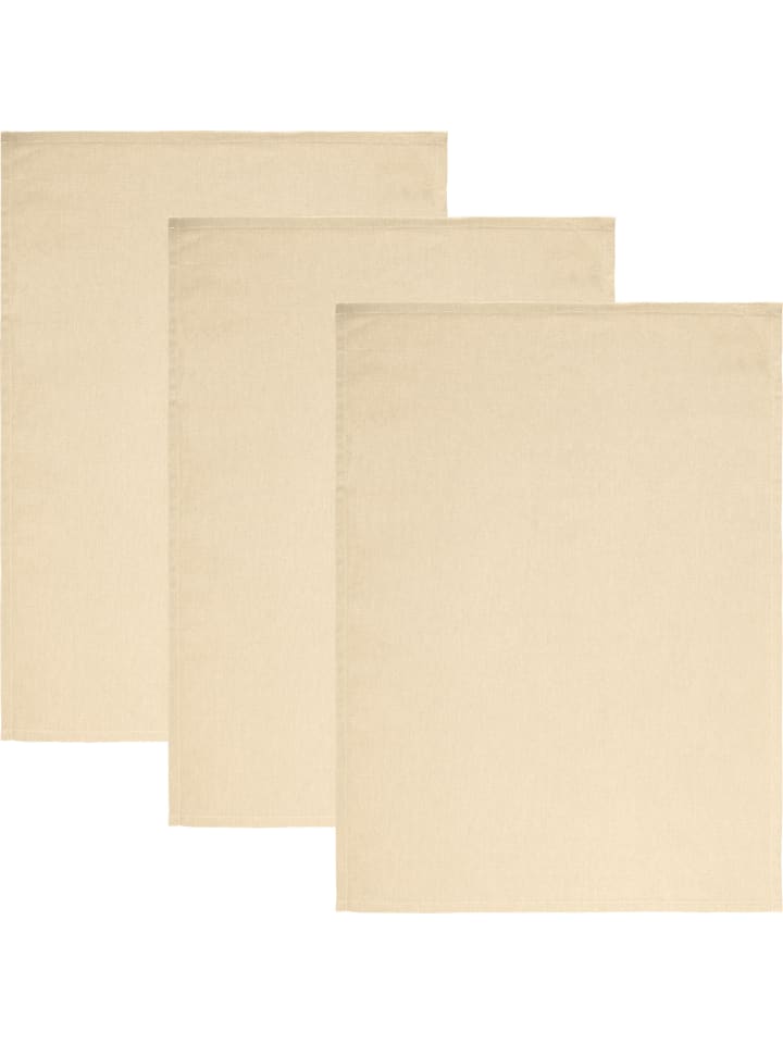 Baumwolle, Gewebt Geschirrtuch 3er-Pack Tulsa in beige