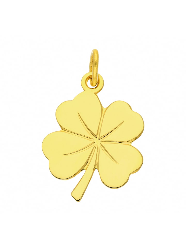 Damen 585 Gold Anhänger Kleeblatt in gold