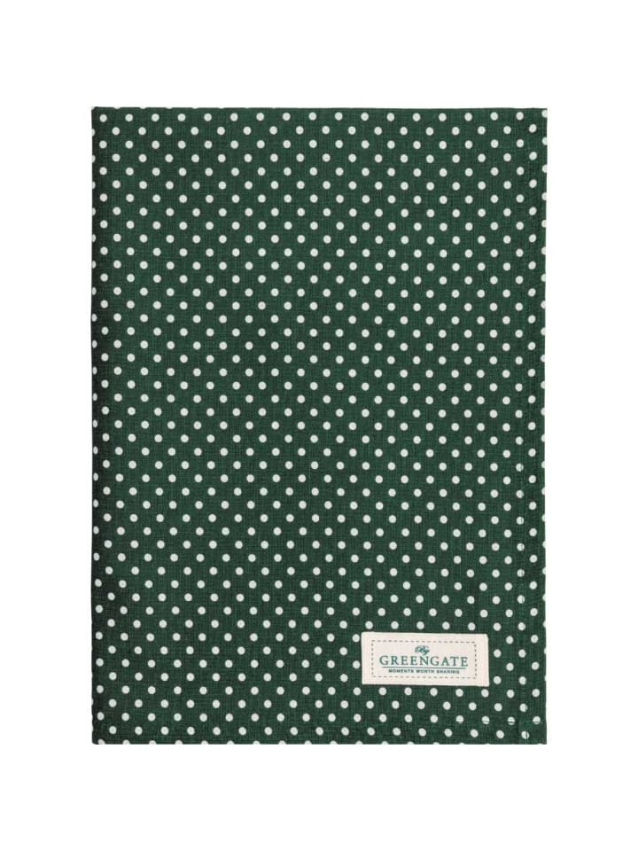 Geschirrtuch DOTTY DARK GREEN Grün mit weißen Punkten