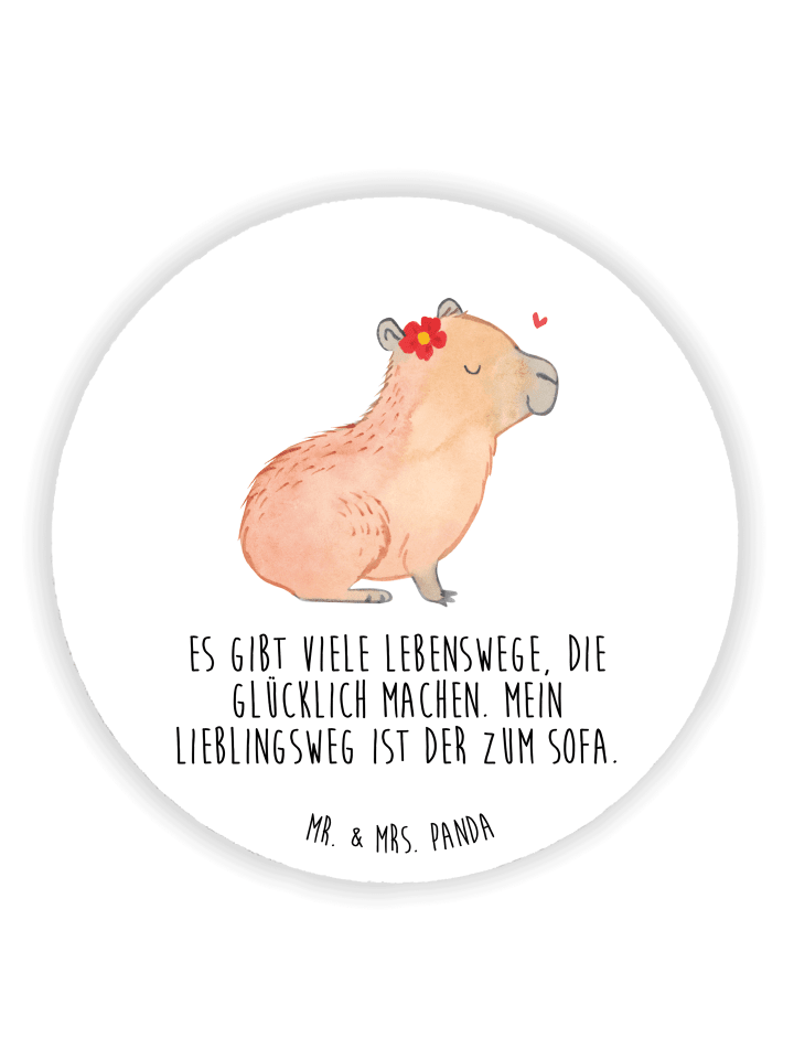 Magnet Capybara Blume mit Spruch in Weiß