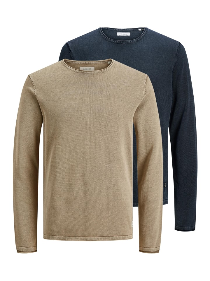Pullover Leo in Hellbraun / dunkelblau