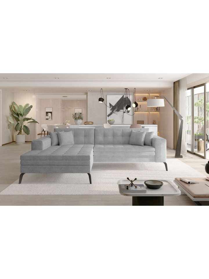 Sokka Recamiere Links in Hellgrau -  (L) 292 x (B) 292 x (H) 84 cm