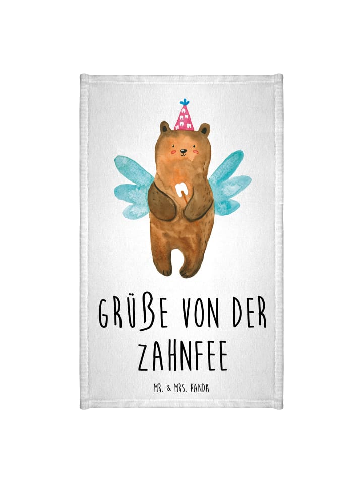 Handtuch Bär Zahnfee mit Spruch in Weiß