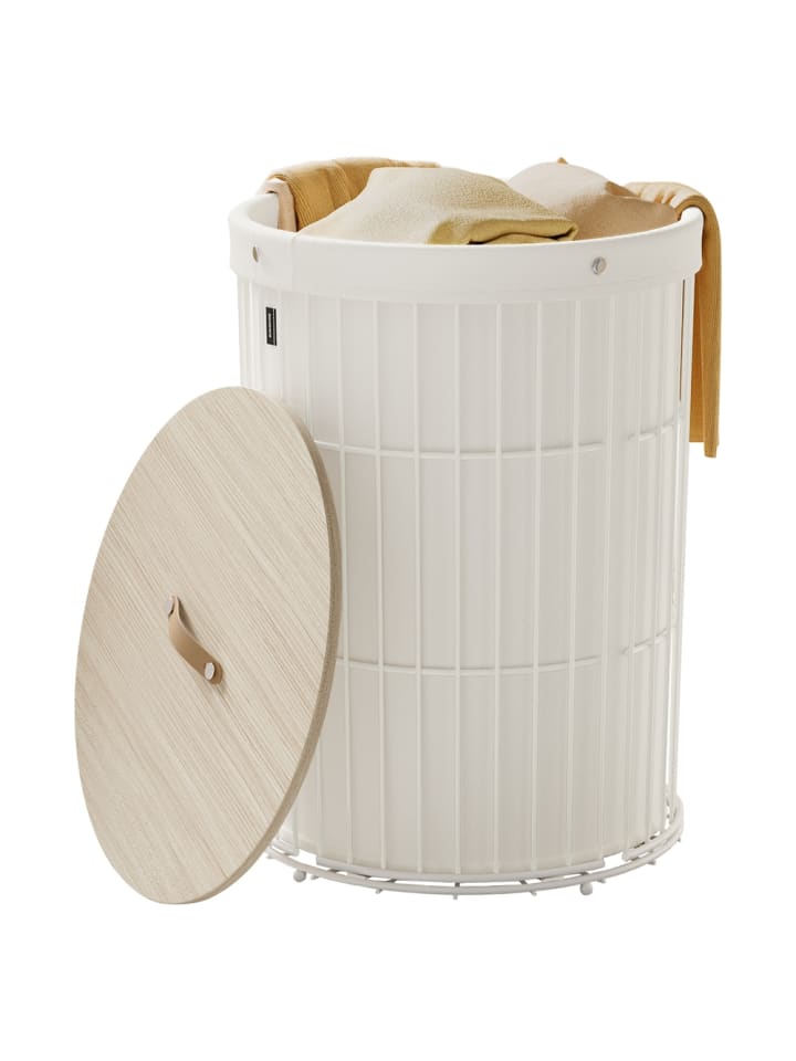 Wäschekorb Stout in Cremeweiß - (B)46 x (H)61 x (T)46 cm
