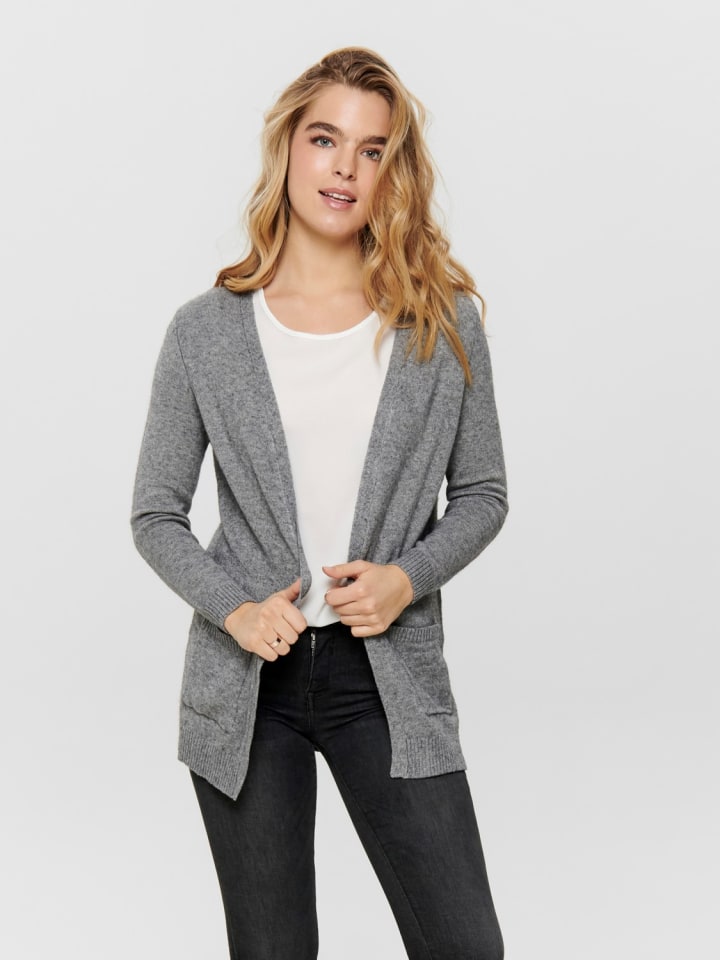 in kaufen Strickjacke | ONLLESLY mit Taschen Grau limango Mantel günstig Stretch ONLY Lange Cardigan