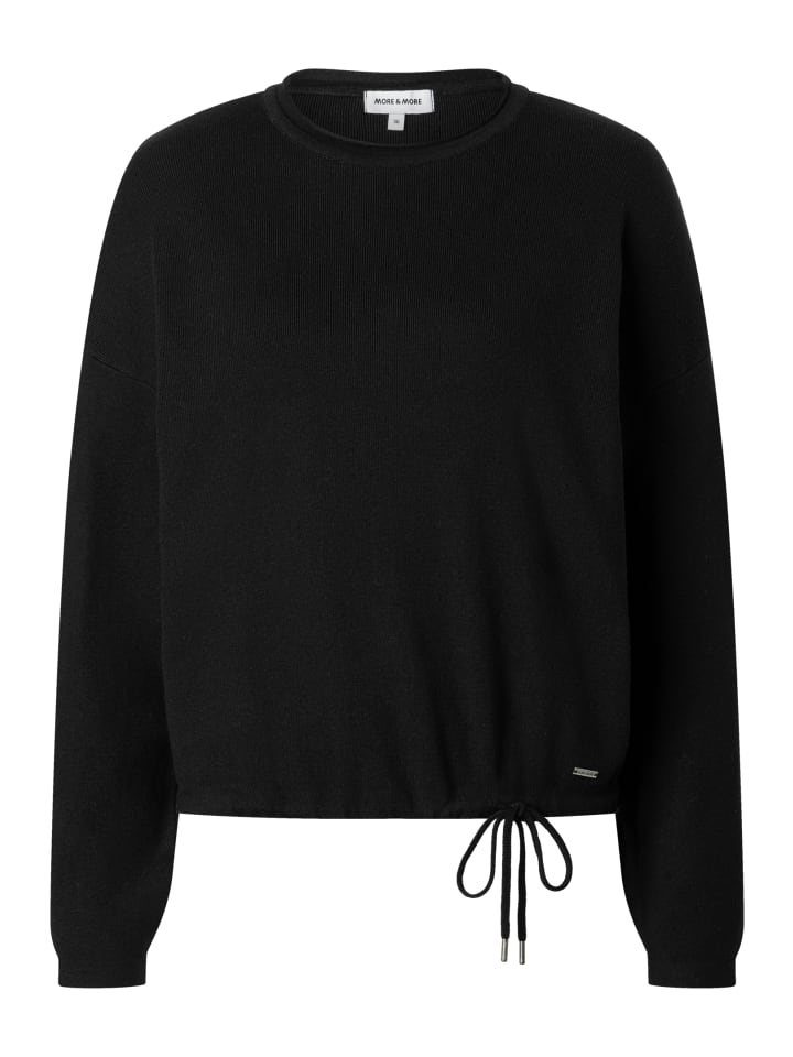lockerer Strickpullover, Tunnelzug in black