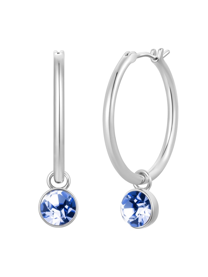 Creolen aus Messing mit Glaskristall in silber